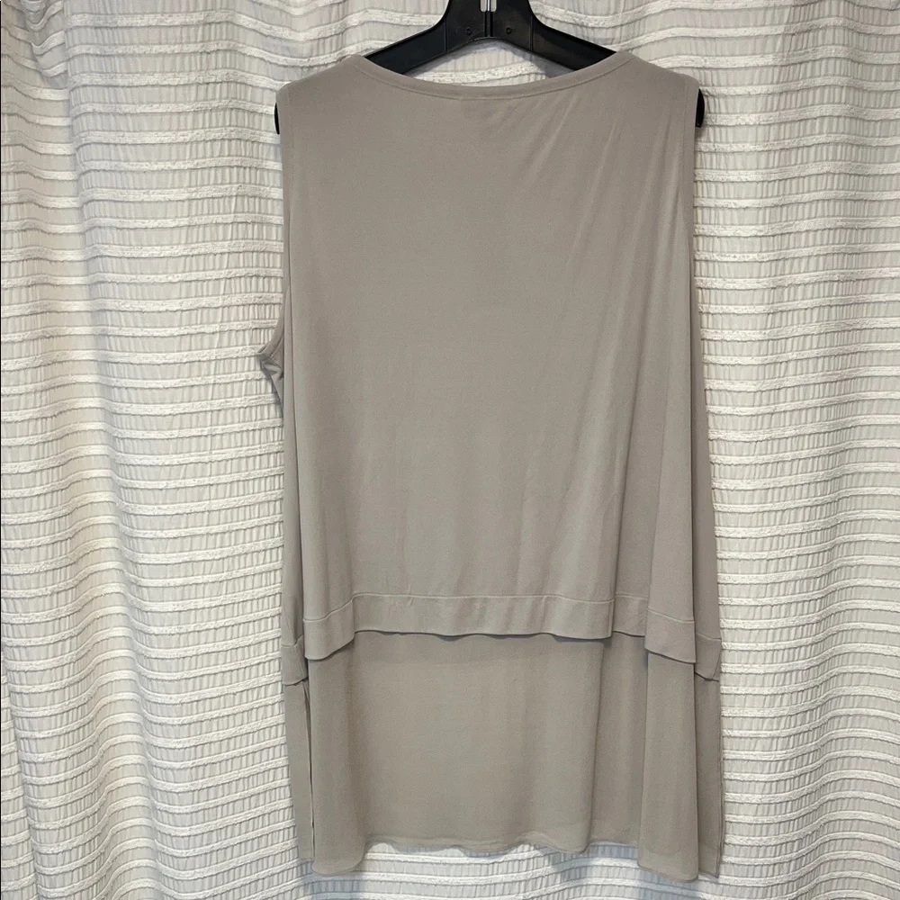 Eileen Fisher Taupe Silk Blocking Layered Tank Top - Picture 4 of 6